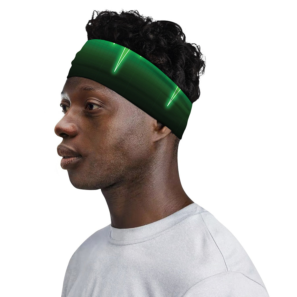 Green Heartbeat Print Sports Headband