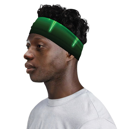Green Heartbeat Print Sports Headband