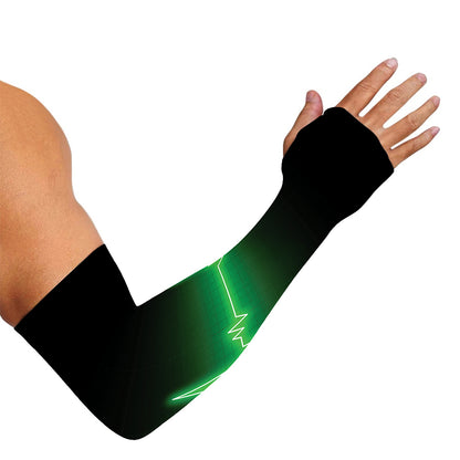 Green Heartbeat Print Sun Protection Arm Sleeves