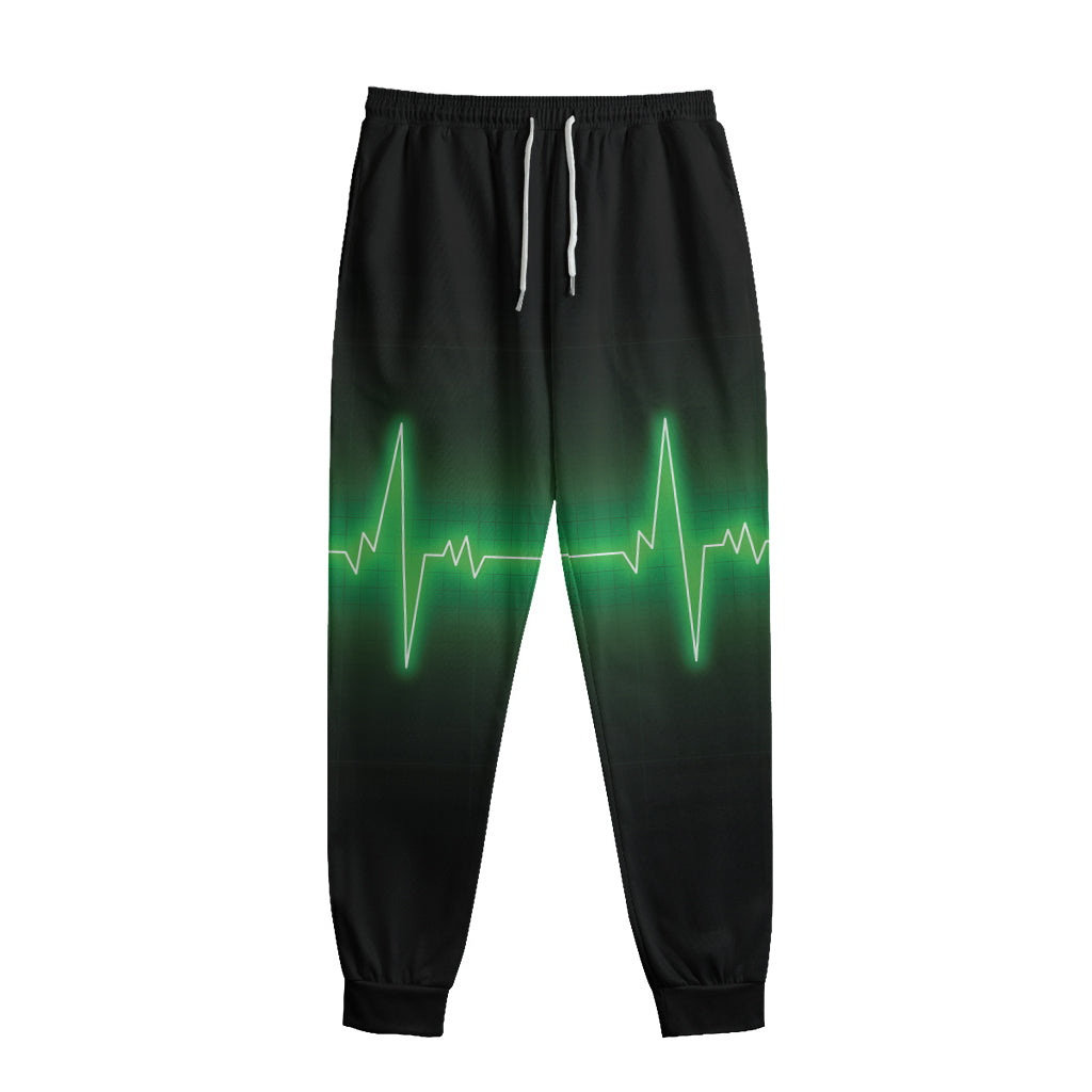 Green Heartbeat Print Sweatpants