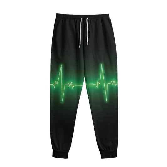 Green Heartbeat Print Sweatpants