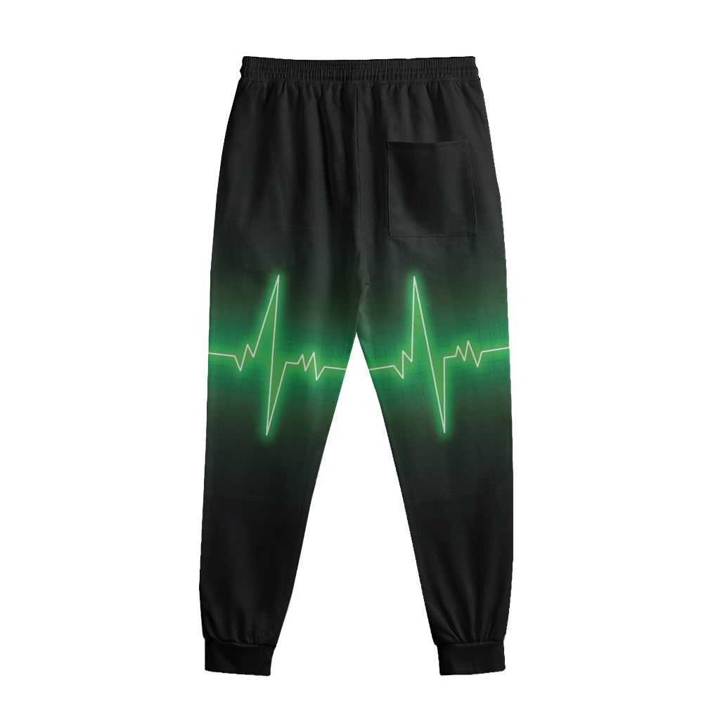 Green Heartbeat Print Sweatpants