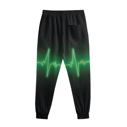 Green Heartbeat Print Sweatpants