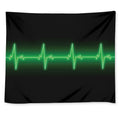 Green Heartbeat Print Tapestry