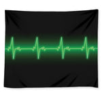 Green Heartbeat Print Tapestry