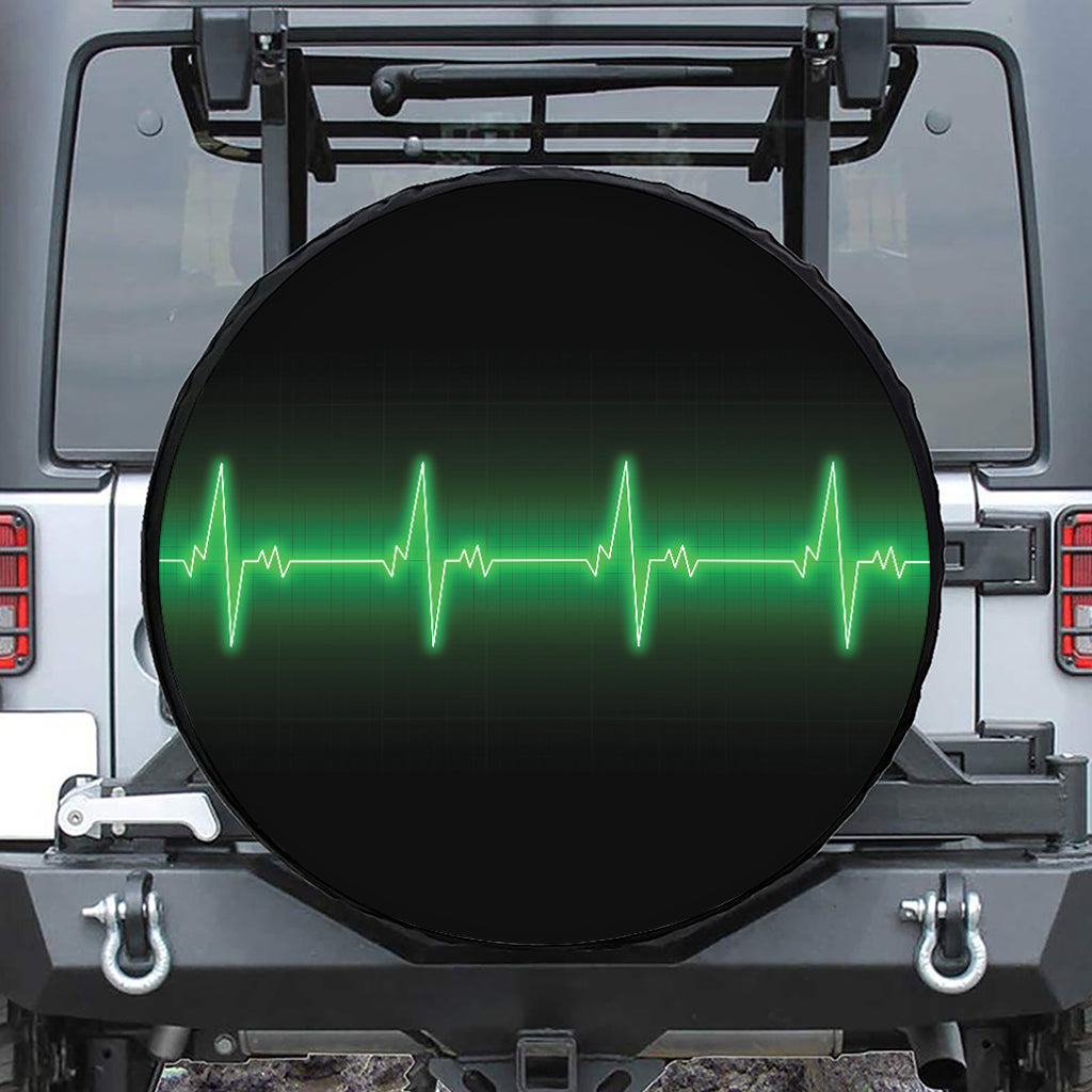 Green Heartbeat Print Tire Cover