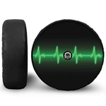 Green Heartbeat Print Tire Cover With Camera Hole