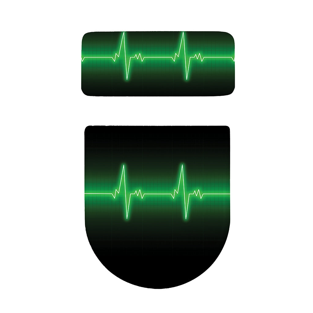 Green Heartbeat Print Toilet Lid And Tank Cover Set