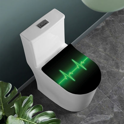 Green Heartbeat Print Toilet Lid Cover