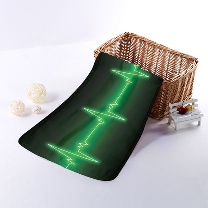 Green Heartbeat Print Towel