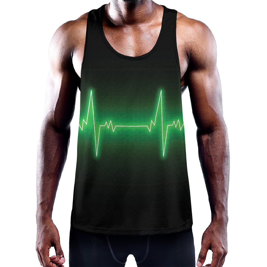 Green Heartbeat Print Training Tank Top