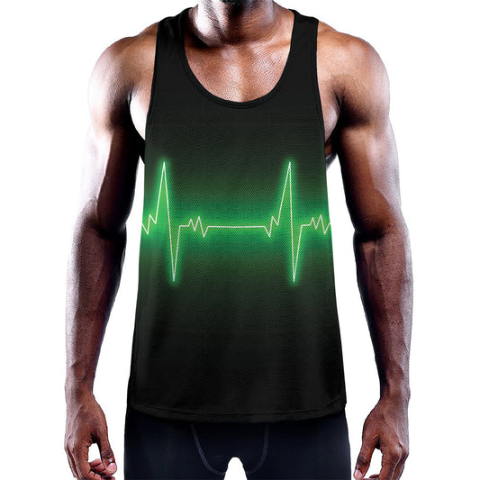 Green Heartbeat Print Training Tank Top