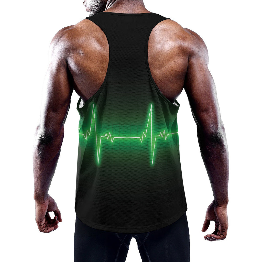 Green Heartbeat Print Training Tank Top