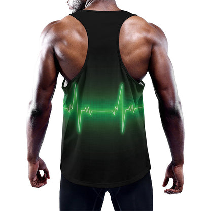Green Heartbeat Print Training Tank Top