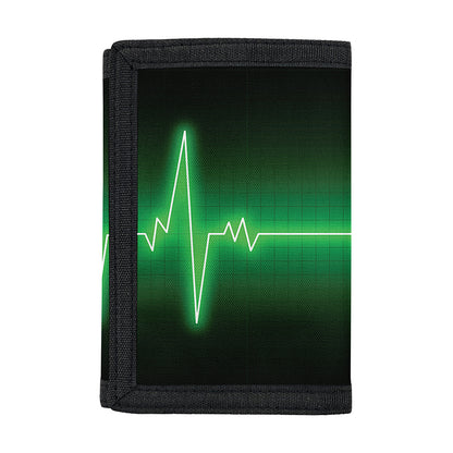 Green Heartbeat Print Trifold Wallet