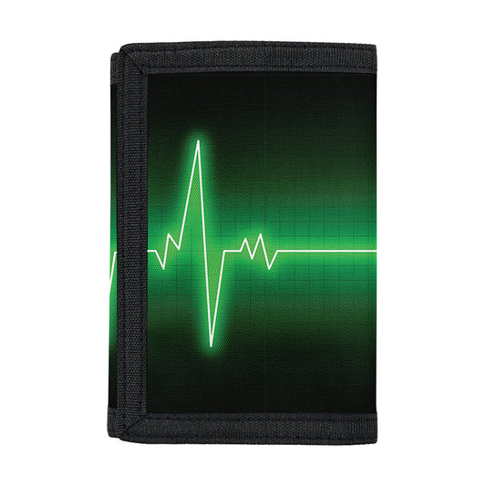 Green Heartbeat Print Trifold Wallet