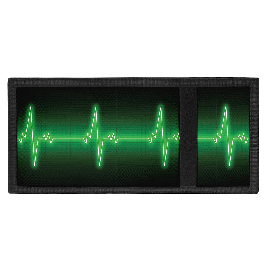 Green Heartbeat Print Trifold Wallet