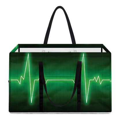 Green Heartbeat Print Utility Tote Bag