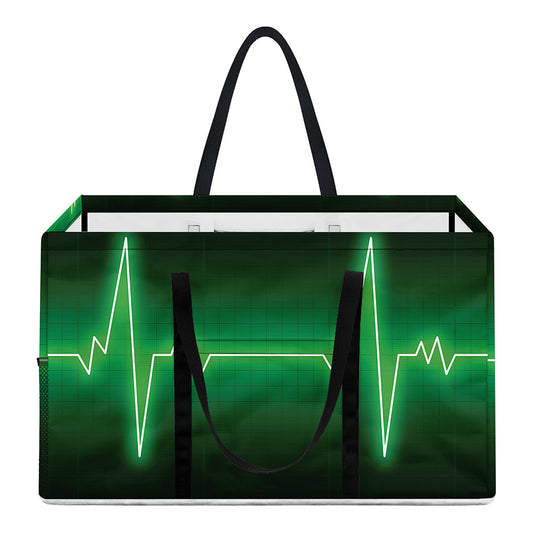 Green Heartbeat Print Utility Tote Bag