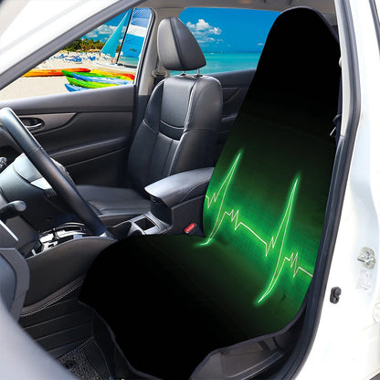 Green Heartbeat Print Waterproof Car Seat Cover