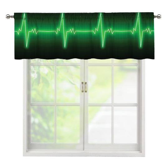 Green Heartbeat Print Window Valance