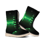 Green Heartbeat Print Winter Boots