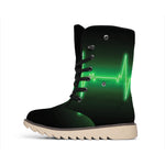 Green Heartbeat Print Winter Boots