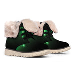 Green Heartbeat Print Winter Boots