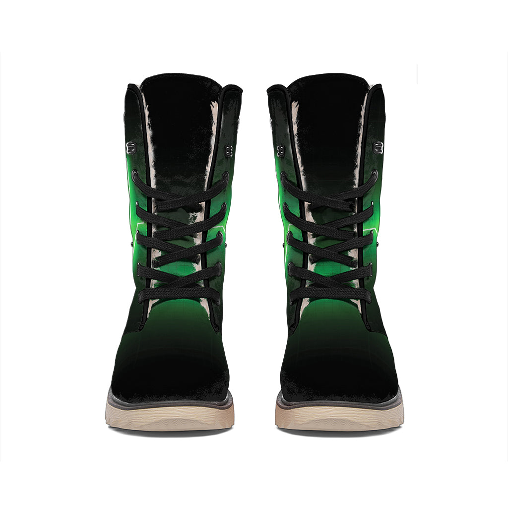 Green Heartbeat Print Winter Boots