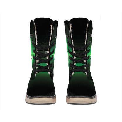 Green Heartbeat Print Winter Boots