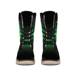 Green Heartbeat Print Winter Boots