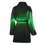 Green Heartbeat Print Women's Bathrobe
