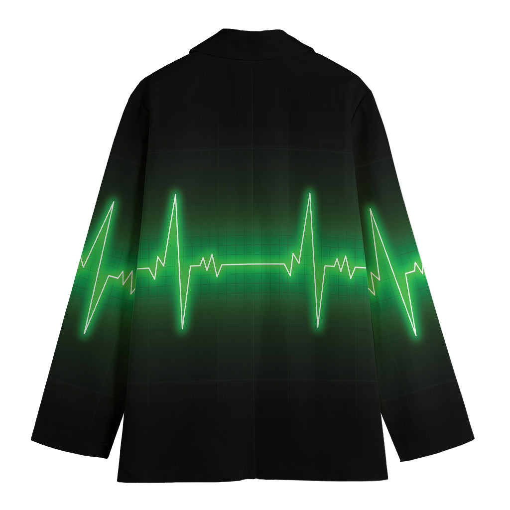 Green Heartbeat Print Women's Blazer