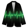 Green Heartbeat Print Women's Cotton Blazer