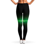 Green Heartbeat Print Women's Leggings