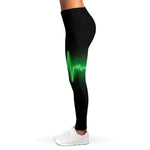 Green Heartbeat Print Women's Leggings
