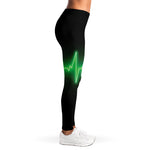 Green Heartbeat Print Women's Leggings