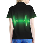 Green Heartbeat Print Women's Polo Shirt