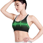 Green Heartbeat Print Women's Sports Bra