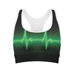 Green Heartbeat Print Women's Sports Bra