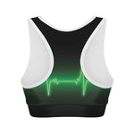 Green Heartbeat Print Women's Sports Bra