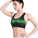 Green Heartbeat Print Women's Sports Bra