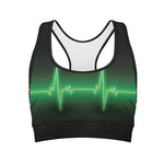 Green Heartbeat Print Women's Sports Bra