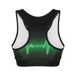 Green Heartbeat Print Women's Sports Bra