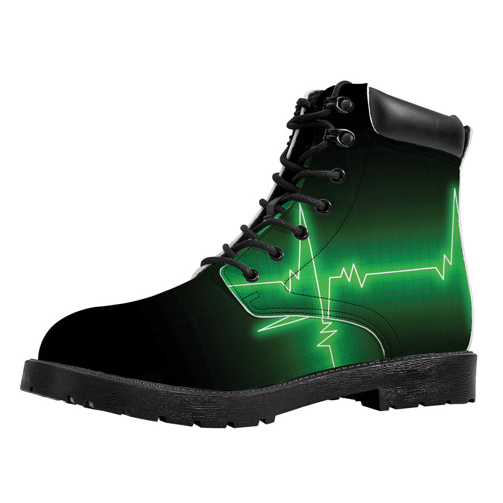 Green Heartbeat Print Work Boots