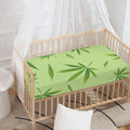 Green Hemp Leaves Pattern Print Baby Crib Sheet