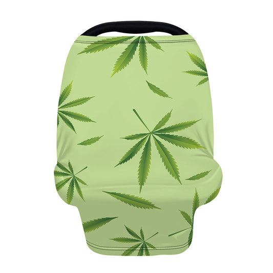 Green Hemp Leaves Pattern Print Baby Seat Cover