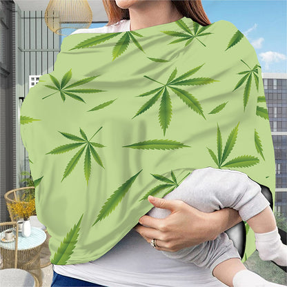 Green Hemp Leaves Pattern Print Baby Seat Cover