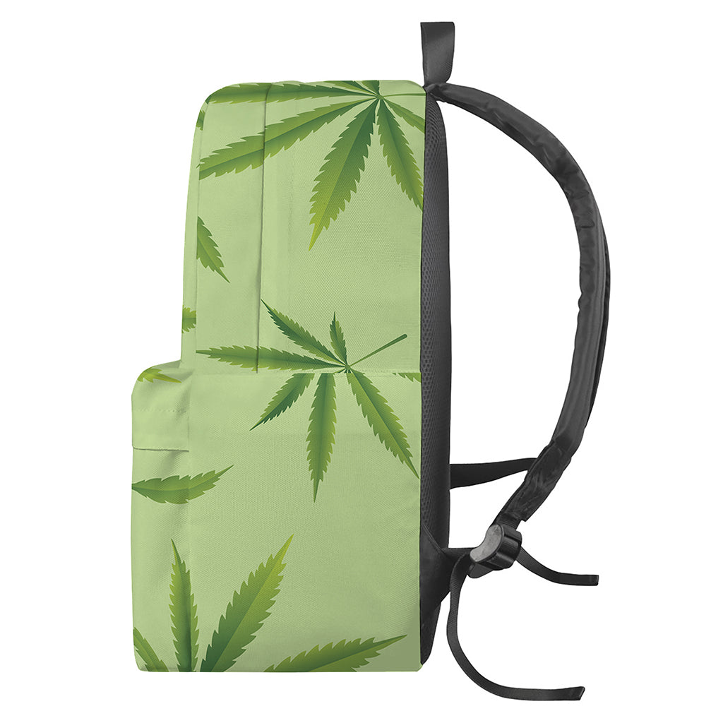 Green Hemp Leaves Pattern Print Backpack