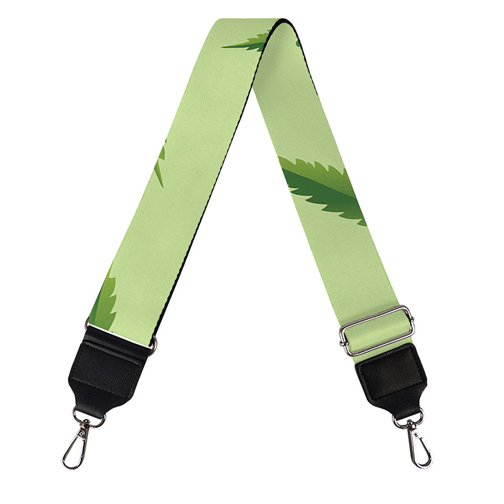 Green Hemp Leaves Pattern Print Bag Strap